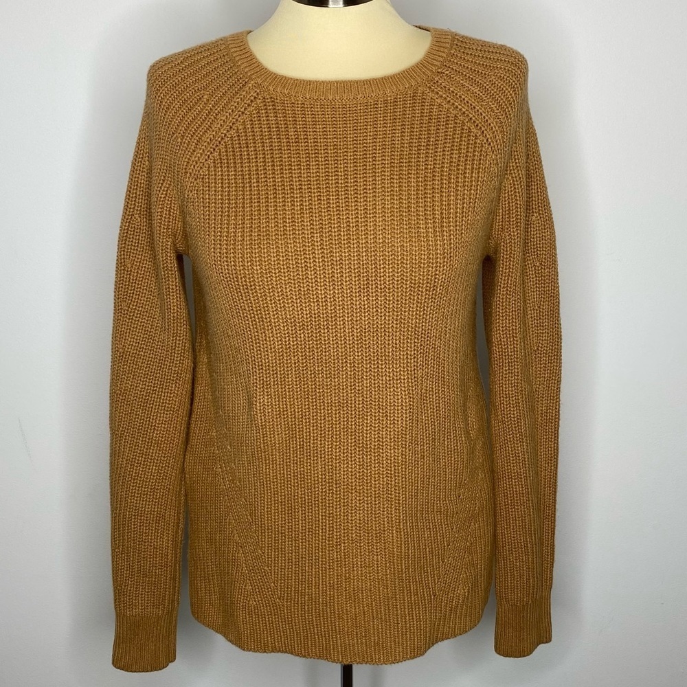 Ann Taylor Cognac Crew Neck Ribbed Knit Sweater